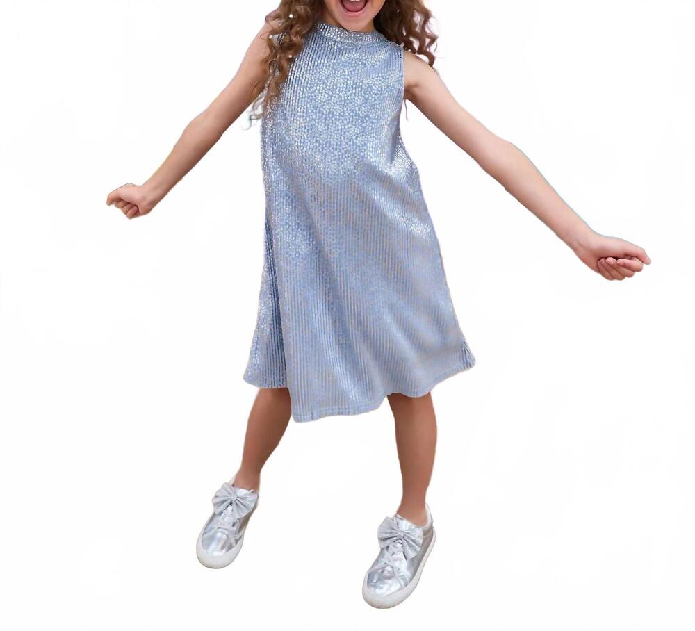 NEW BISBY crinkle stars swing dress in blue